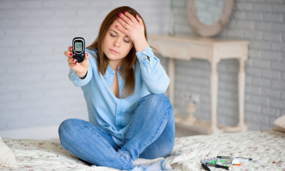 Patient discussing sleep problems and diabetes with healthcare provider