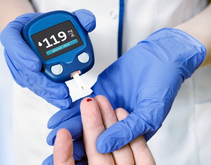 Patient discussing sleep problems and diabetes with healthcare provider