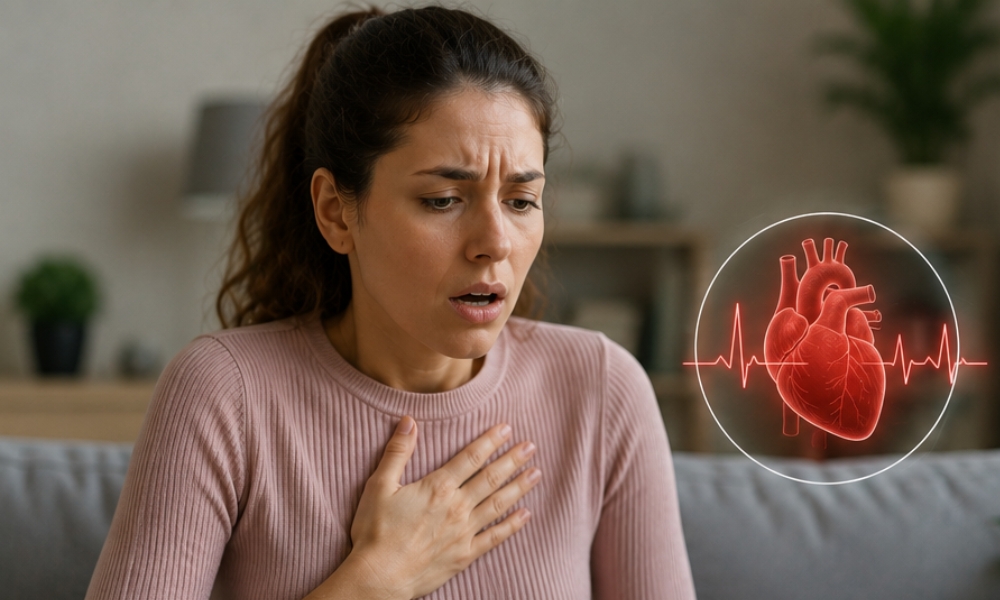 Anxiety triggering sudden increase in heart rate and palpitations at rest
